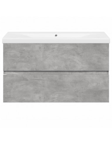 Set Mobili da Bagno 2 pz Grigio Cemento in Legno Multistrato