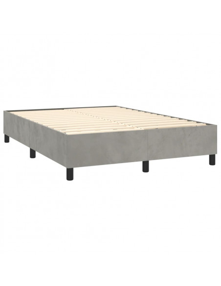Giroletto a Molle con Materasso Grigio Chiaro 140x200cm Velluto