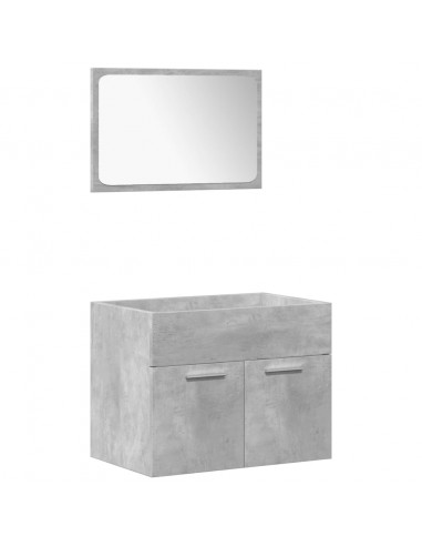 Set Mobili da Bagno 4 pz Grigio Cemento in Legno Multistrato