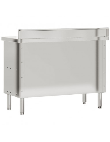 Tavolo da Lavoro per Cucina con Ante Scorrevoli in Acciaio Inox