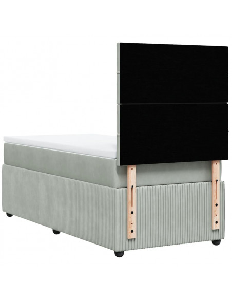 Giroletto a Molle con Materasso Grigio Chiaro 90x200 cm Velluto