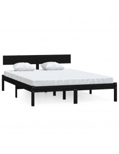 Giroletto Nero in Legno Massello di Pino 140x200 cm 2