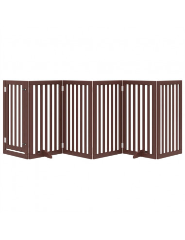 Cancello Cani Porta Pieghevole Marrone 6 Pannelli 300cm Pioppo