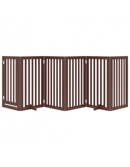 Cancello Cani Porta Pieghevole Marrone 6 Pannelli 300cm Pioppo