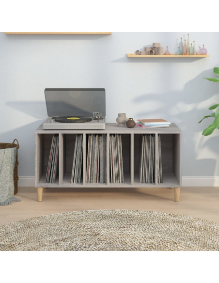 Mobile Porta Dischi Grigio Sonoma 100x38x48cm Legno Multistrato