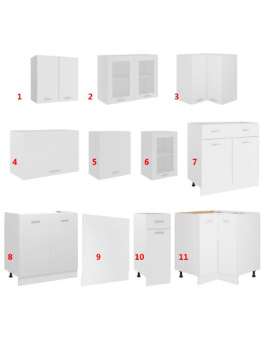 Set Armadi da Cucina 11 pz Bianco in Truciolato