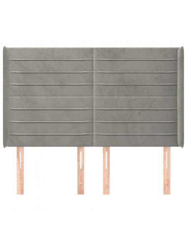 Testiera ad Orecchio Grigio Chiaro 147x16x118/128 cm in Velluto