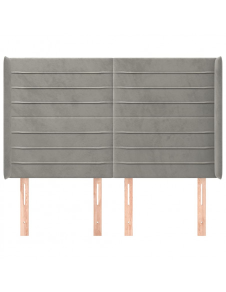 Testiera ad Orecchio Grigio Chiaro 147x16x118/128 cm in Velluto