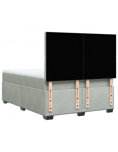 Giroletto a Molle con Materasso Grigio Chiaro 160x200cm Velluto