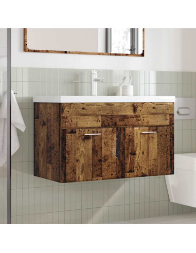 Set Mobili da Bagno 2 pz Legno Antico in Legno Multistrato