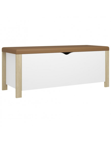 Scatola con Cuscino Bianco Rovere Sonoma 105x40x45 Multistrato
