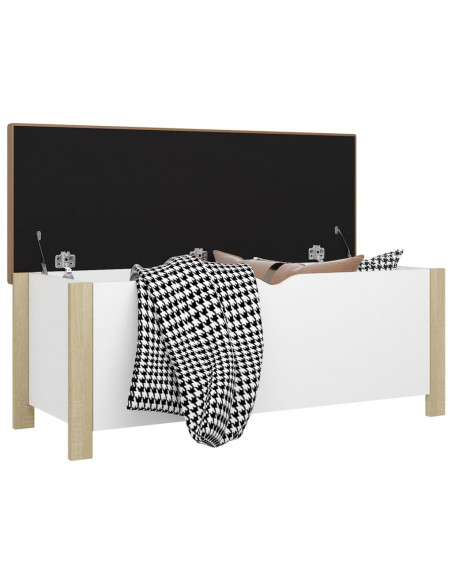 Scatola con Cuscino Bianco Rovere Sonoma 105x40x45 Multistrato