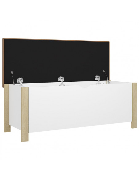 Scatola con Cuscino Bianco Rovere Sonoma 105x40x45 Multistrato