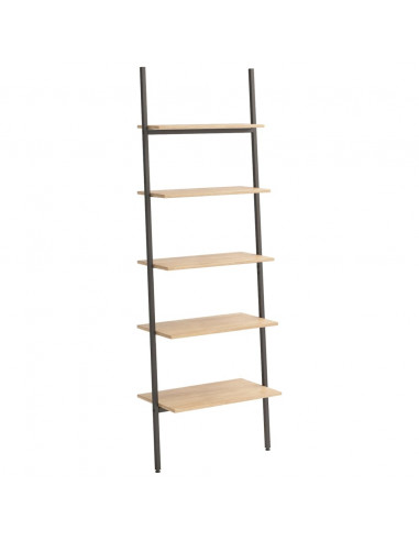 Scaffale Pendente 5 Ripiani Marrone Chiaro e Nero 64x34x185,5cm