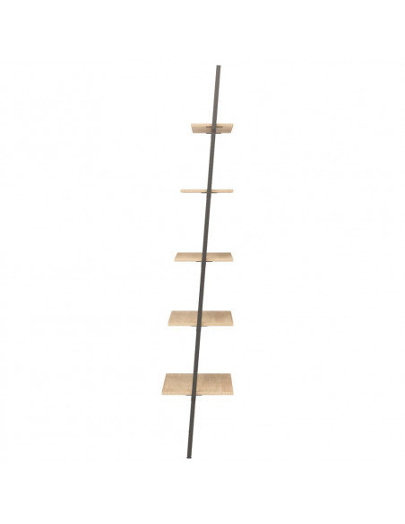 Scaffale Pendente 5 Ripiani Marrone Chiaro e Nero 64x34x185,5cm