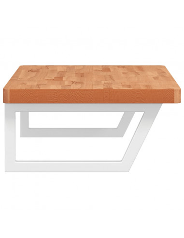 Ripiano a Parete per Lavabo in Acciaio e Massello di Faggio