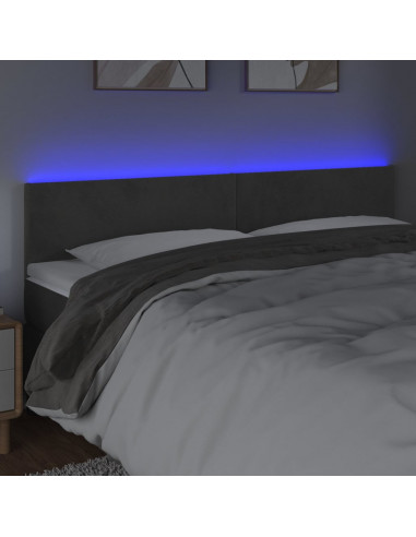 Testiera a LED Grigio Scuro 160x5x78/88 cm in Velluto