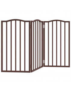 Cancello Cani Pieghevole 3 Pannelli Rovere Marrone 150cm Pioppo 2