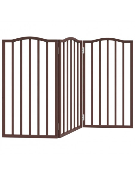Cancello Cani Pieghevole 3 Pannelli Rovere Marrone 150cm Pioppo
