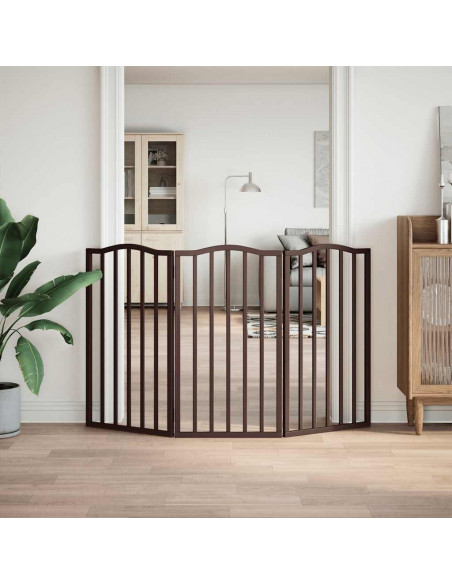 Cancello Cani Pieghevole 3 Pannelli Rovere Marrone 150cm Pioppo