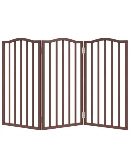Cancello Cani Pieghevole 3 Pannelli Rovere Marrone 150cm Pioppo