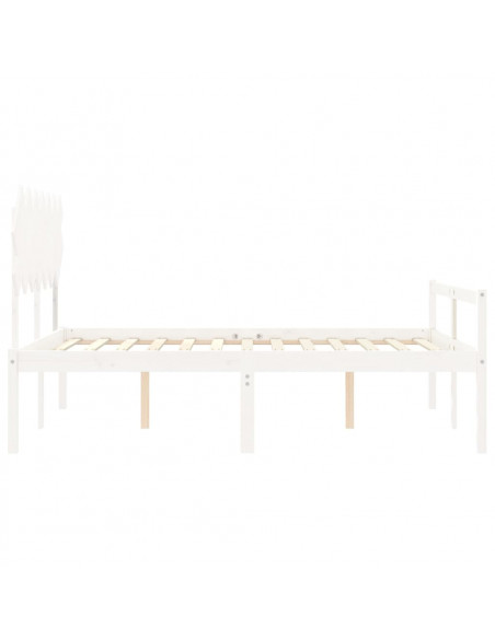 Letto per Anziani con Testiera Bianco 140x190 cm Legno Massello