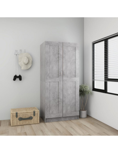 Armadio Grigio Cemento 82,5x51,5x180 cm in Legno Multistrato