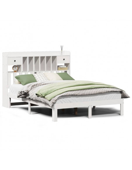 Letto Libreria senza Materasso Bianco 140x190 cm Legno di Pino