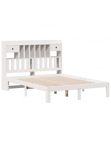 Letto Libreria senza Materasso Bianco 140x190 cm Legno di Pino