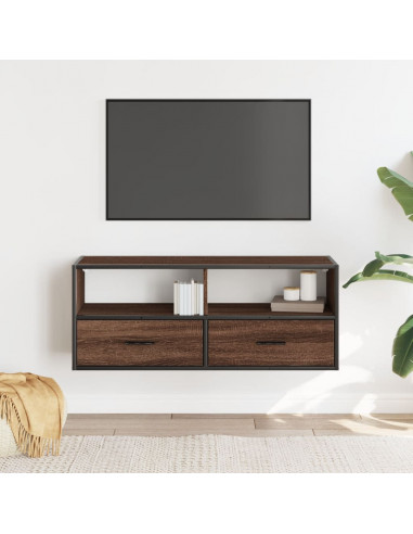 Mobile TV Rovere Marrone 100x31x39,5 cm in Truciolato e Metallo