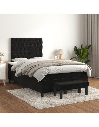 Giroletto a Molle con Materasso Nero 120x190 cm in Velluto