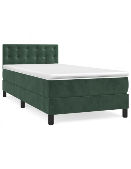 Giroletto a Molle con Materasso Verde Scuro 90x200 cm Velluto
