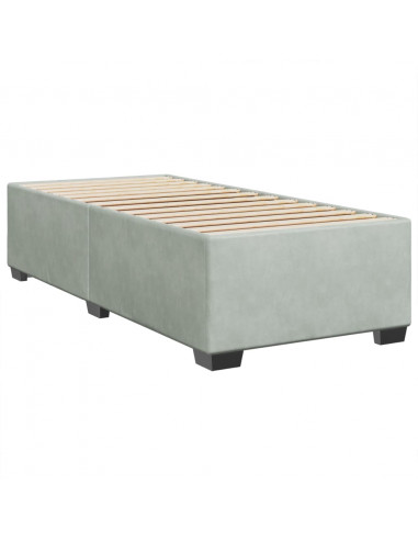 Giroletto a Molle con Materasso Grigio Chiaro 100x200cm Velluto