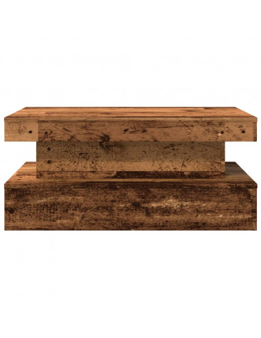 Tavolino da Salotto con Luci LED Legno Antico 90x50x40 cm