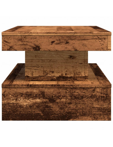 Tavolino da Salotto con Luci LED Legno Antico 90x50x40 cm