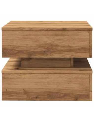 Tavolino da Salotto con Luci LED Rovere Artigianale 50x50x40 cm