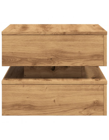 Tavolino da Salotto con Luci LED Rovere Artigianale 50x50x40 cm