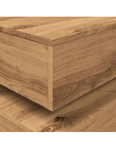 Tavolino da Salotto con Luci LED Rovere Artigianale 50x50x40 cm