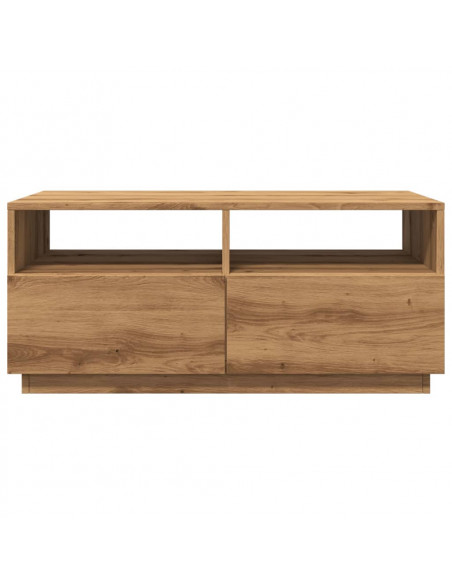 Tavolino da Salotto con Luci LED Rovere Artigianale 90x49x40 cm