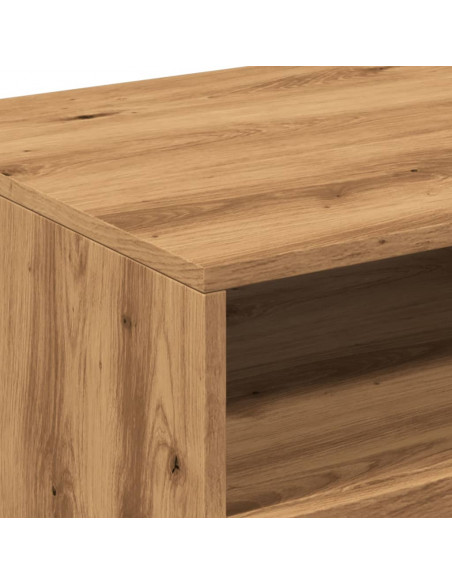 Tavolino da Salotto con Luci LED Rovere Artigianale 90x49x40 cm