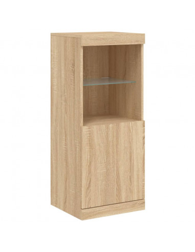 Credenze con Luci LED 3 pz Rovere Sonoma in Legno Multistrato