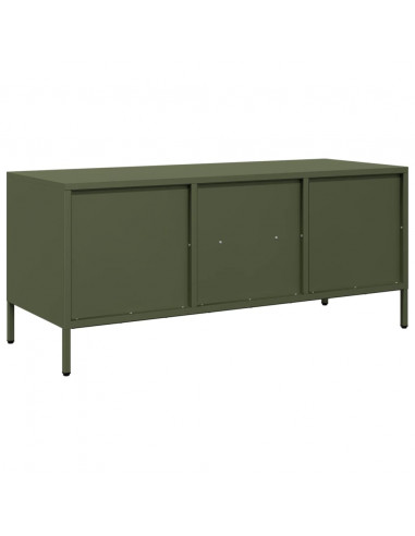 Mobile TV Verde Oliva 101,5x39x43,5cm Acciaio Laminato a Freddo