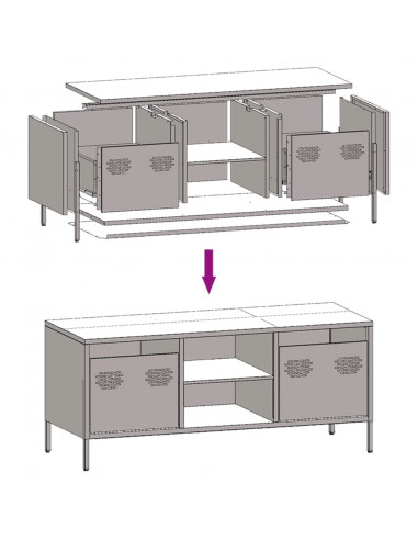 Mobile TV Verde Oliva 101,5x39x43,5cm Acciaio Laminato a Freddo