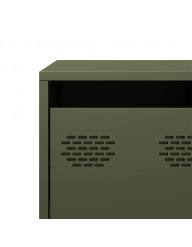 Mobile TV Verde Oliva 101,5x39x43,5cm Acciaio Laminato a Freddo
