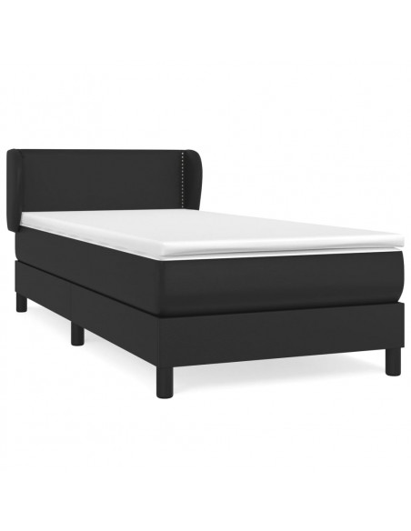Giroletto a Molle con Materasso Nero 90x190 cm in Similpelle