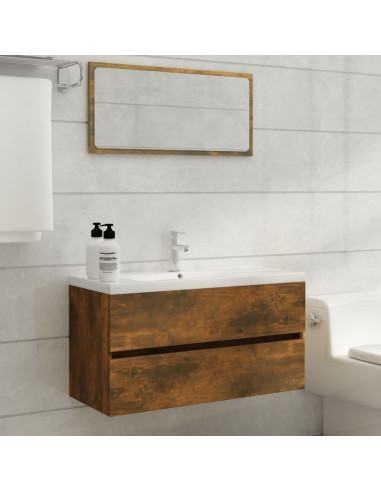 Mobile Sottolavabo Rovere Fumo 90x38,5x45 cm Legno Multistrato