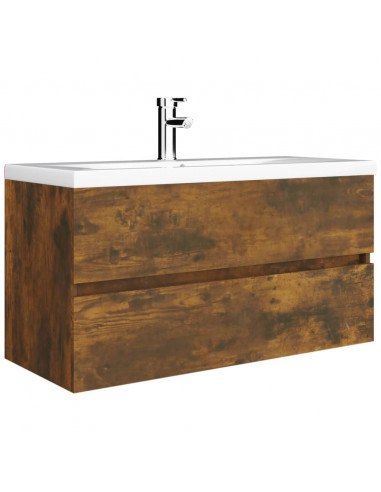 Mobile Sottolavabo Rovere Fumo 90x38,5x45 cm Legno Multistrato