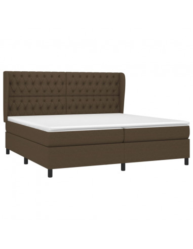 Giroletto a Molle con Materasso Marrone Scuro 200x200cm Tessuto