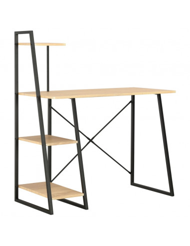 Scrivania con Mensole Nera e Rovere 102x50x117 cm