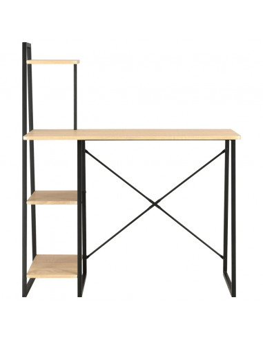 Scrivania con Mensole Nera e Rovere 102x50x117 cm